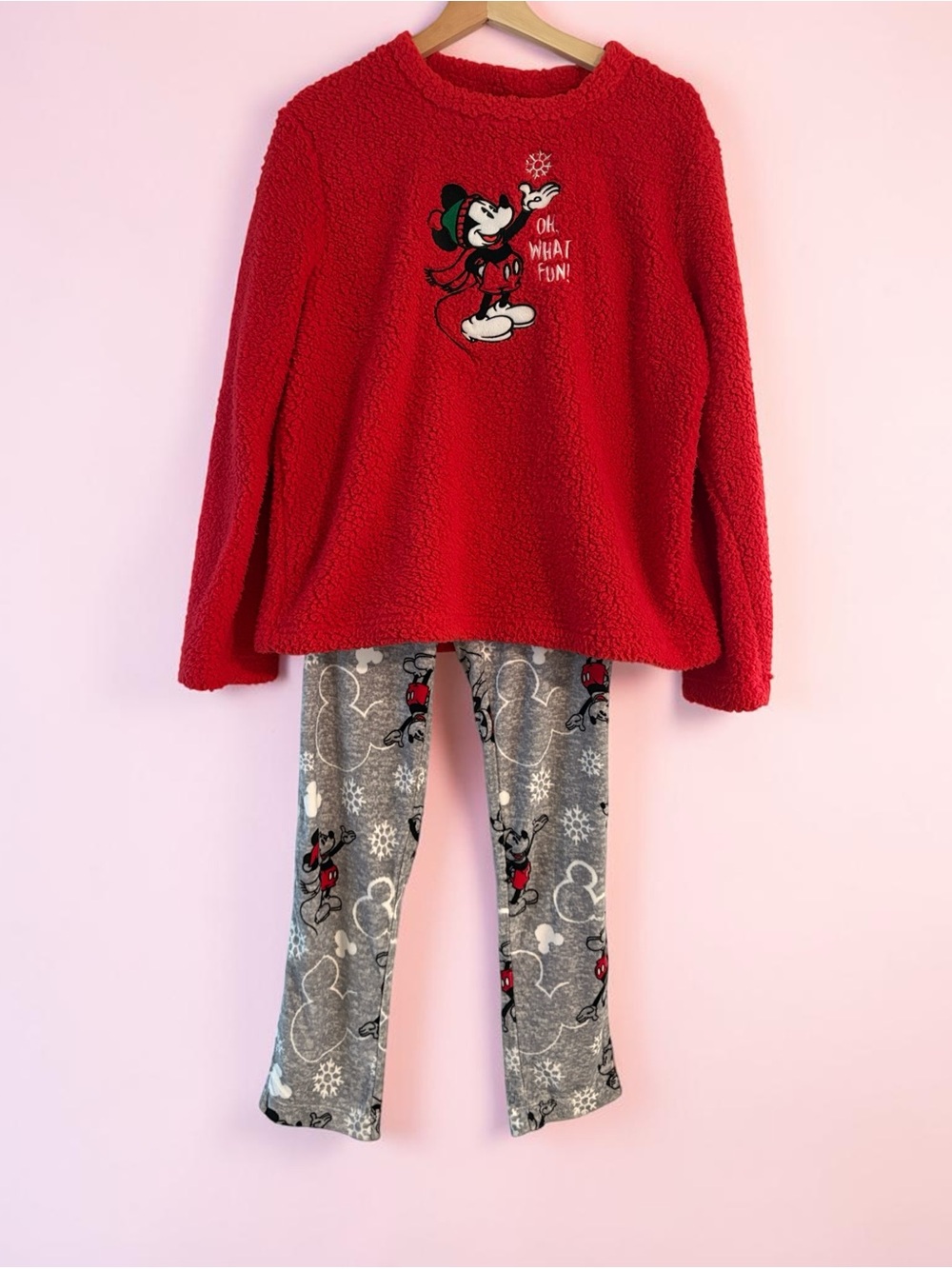 Disney Red & Gray Mickey Fuzzy Loungewear